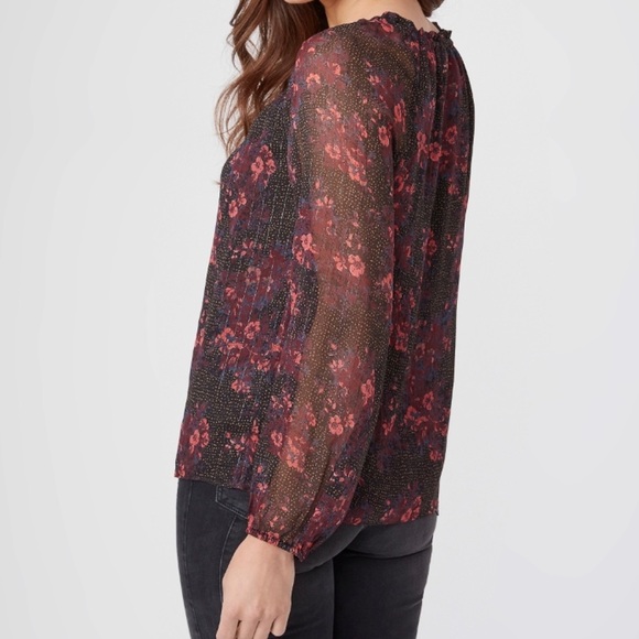 PAIGE Alexius Blouse In Black Multi - 98% Silk- Size S - Picture 2 of 12